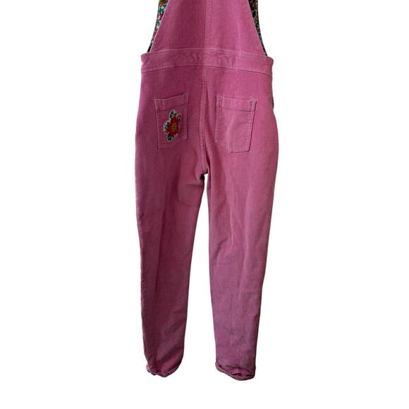 Boden Pink Corduroy Overalls Embroidered Flower Patches Kid Teen Size Age 13-14Y - Picture 10 of 16